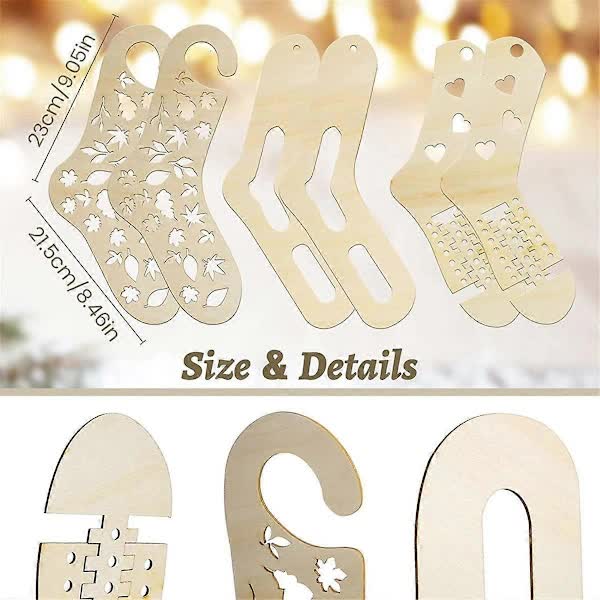 Wooden Sock Blockers for Knitting, Adjustable, 6 pcs Knitting Blockers - Image 5