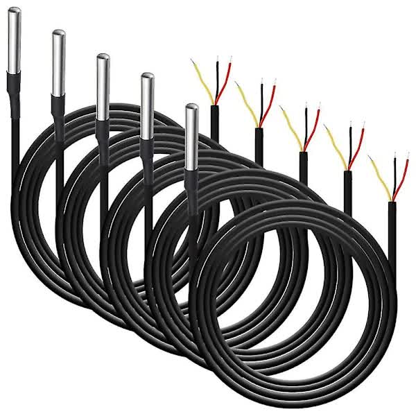 Digital Temperature Sensor Waterproof DS18B20 5pcs Thermal Cable -55 to +125℃ Compatible - Image 1