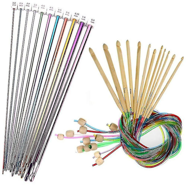 Tunisian Crochet Hook Set 23-Piece with Pearl and Carbonized Bamboo Hooks - Image 1