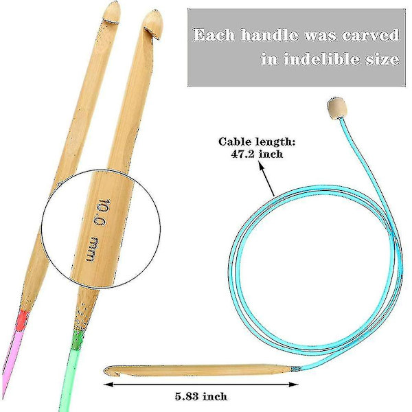 Tunisian Crochet Hook Set 23-Piece with Pearl and Carbonized Bamboo Hooks - Image 2