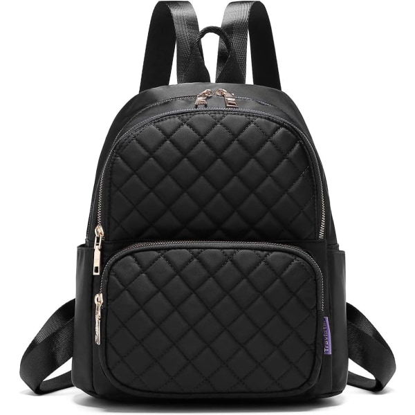 Women's Casual Backpack - Anti-Theft Nylon Small Backpack, Black - Image 1