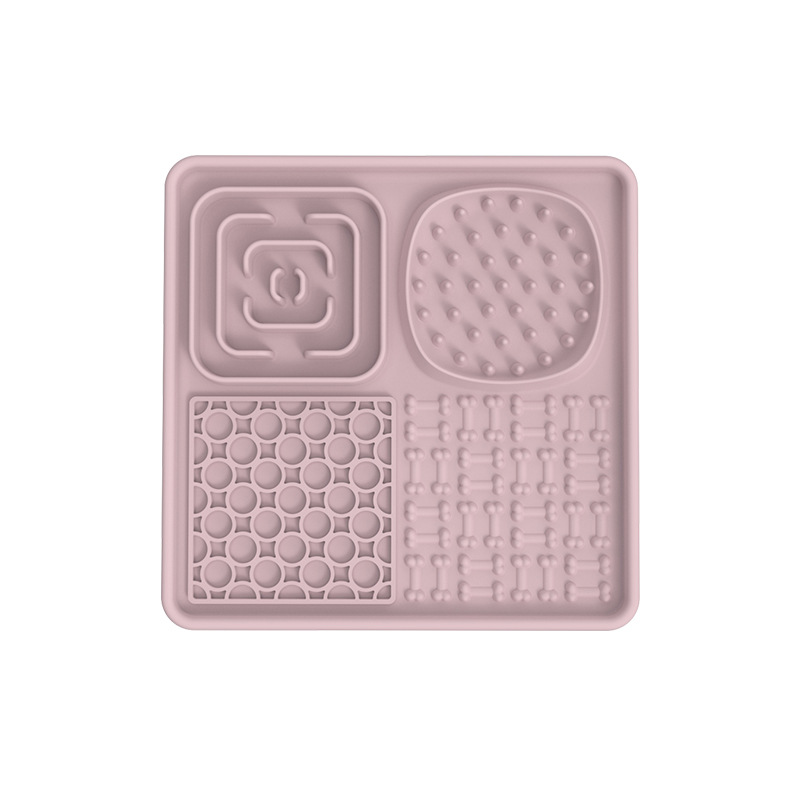 Dog Lick Mat Pink Square Food Bowl - Image 1
