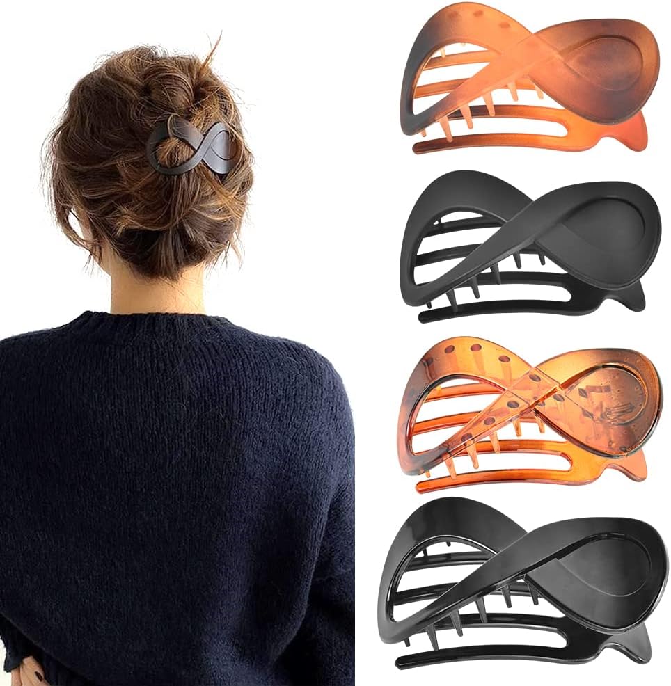 4pcs Matte French Style Hair Clips, Large Acrylic Hair Clips, Non-Slip Hair Clips, Thick Hair, Flat Hair Clips, Grip Hair Clips, Banana Barrette - Image 1
