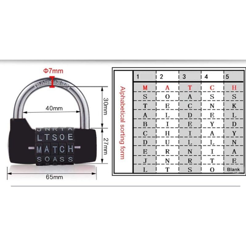 Waterproof and Rustproof 5 Letter Combination Lock for Cabinets, Schools, Businesses, and Homes - Image 4