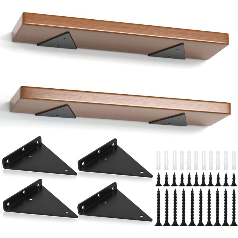 Package Triangle Shelf Brackets, 14cm Iron Floating Shelf Brackets, Metal Wall Mounted Shelf Brackets for DIY Open Shelf Ikodm - Image 1