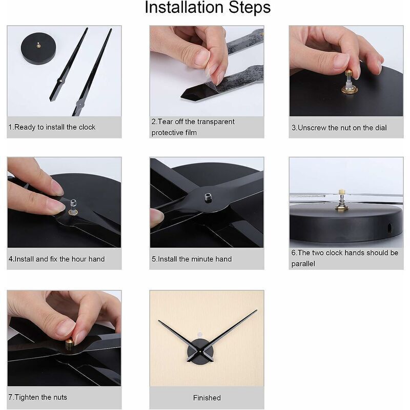 Large Wall Clock Single Hand No Numbers 31.5cm Hands High Longitudinal Shaft Mechanism Black - Image 5
