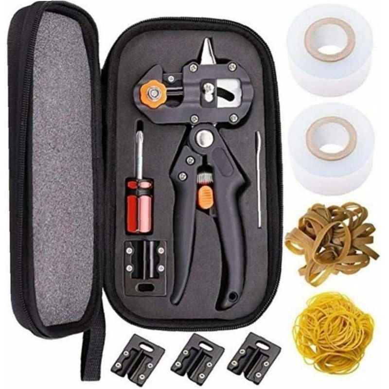 Professional Grafting Scissors Garden Scissors Tree Grafting Pliers Garden Grafting Kit for Trees (Black Cloth Bag + Rubber Band + Membrane) - Image 1