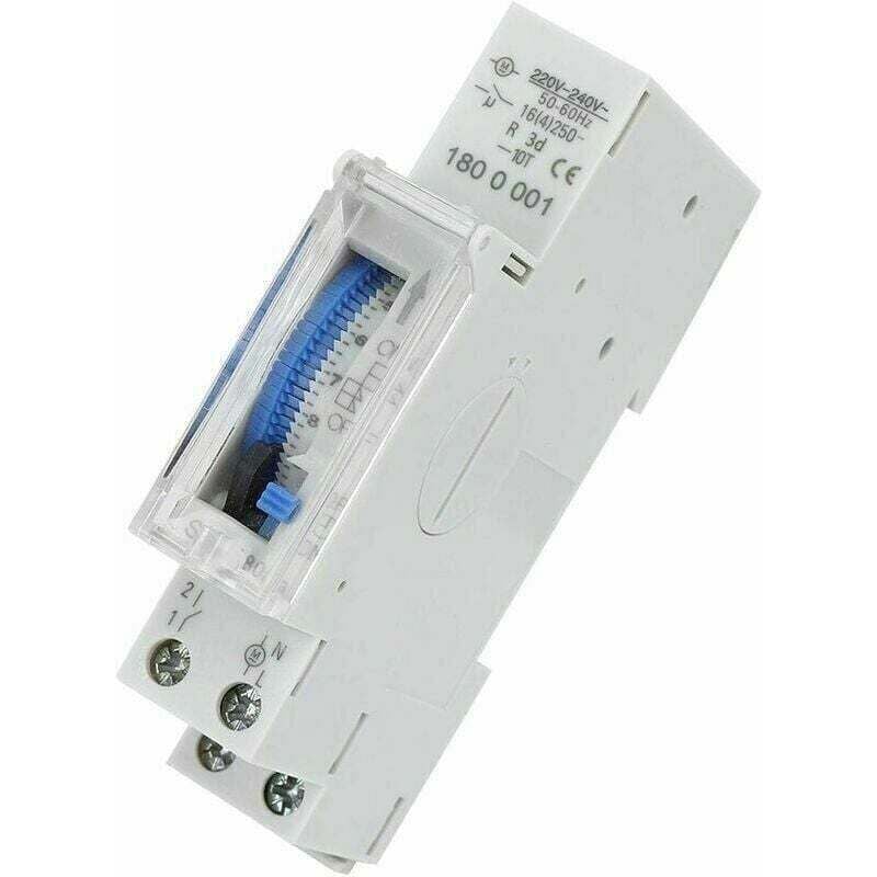 Programmable Timer, Mechanical Timer, 15 Minutes to 24 Hours Programmable Standard DIN Rail Mounted Timer Relay, SUL180A - Image 1