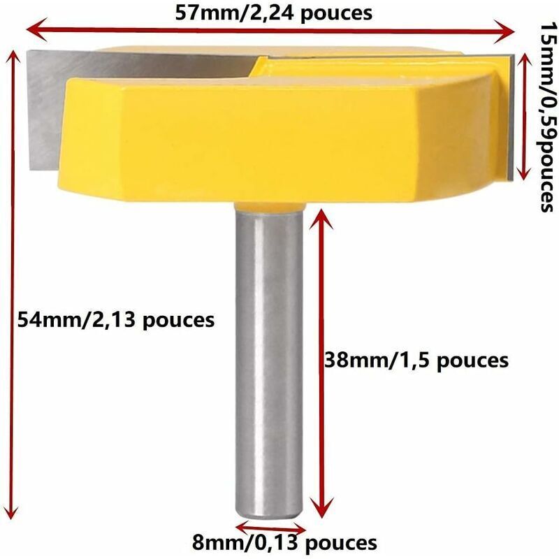 Router, Edge Router, 8mm Router, Bottom Cleaning Router, T-Slot Routers, 8x57mm Bottom, Yellow Blade, from DE - Image 2