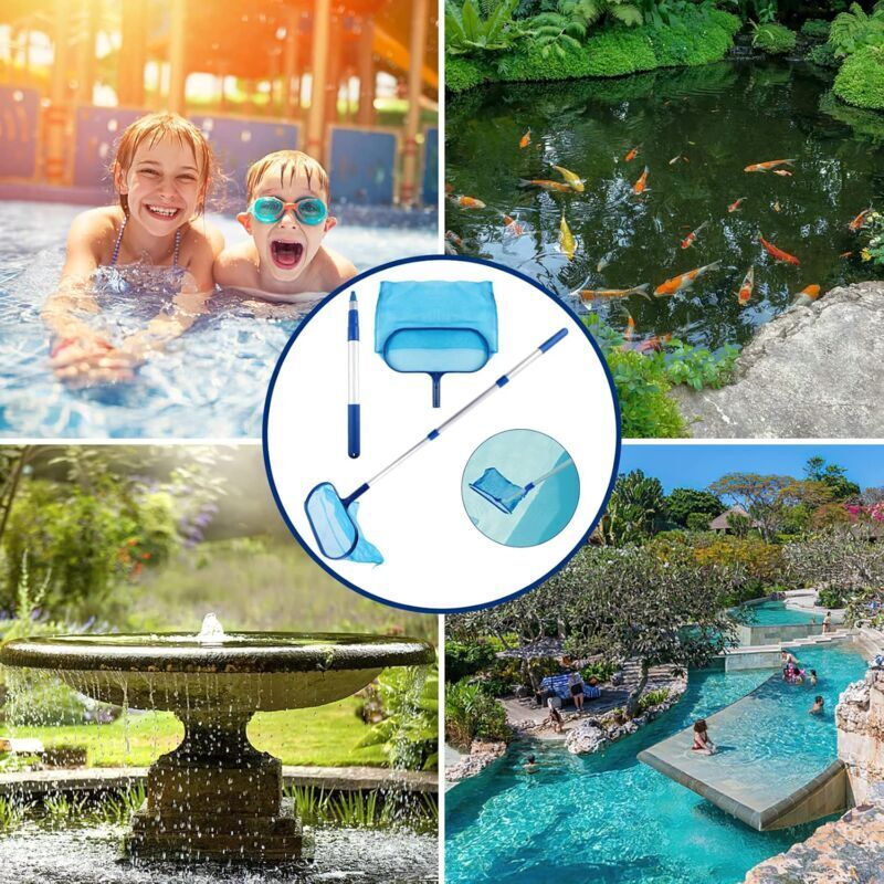 Pool Skimmer with Fine Mesh Net and Telescopic Handle for Easy Cleaning - Image 4