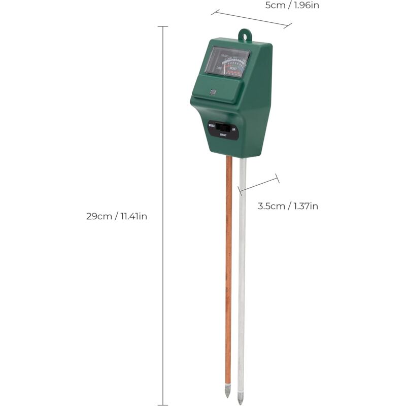 3-in-1 Soil pH Moisture Meter Test Kit for Flowers Grass Plant Garden Lawn with Probe - Image 5