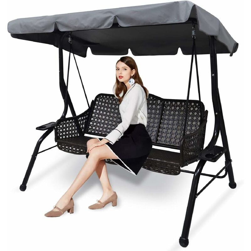 Replacement Cover for 3-Seater Garden Swing Waterproof UV Protection Gray Large - Image 1