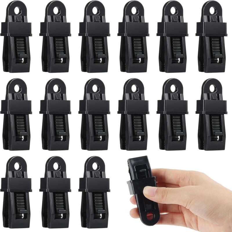 Heavy Duty Tarpaulin Clamps 15 Pieces Black for Tents Boat Covers - Image 1