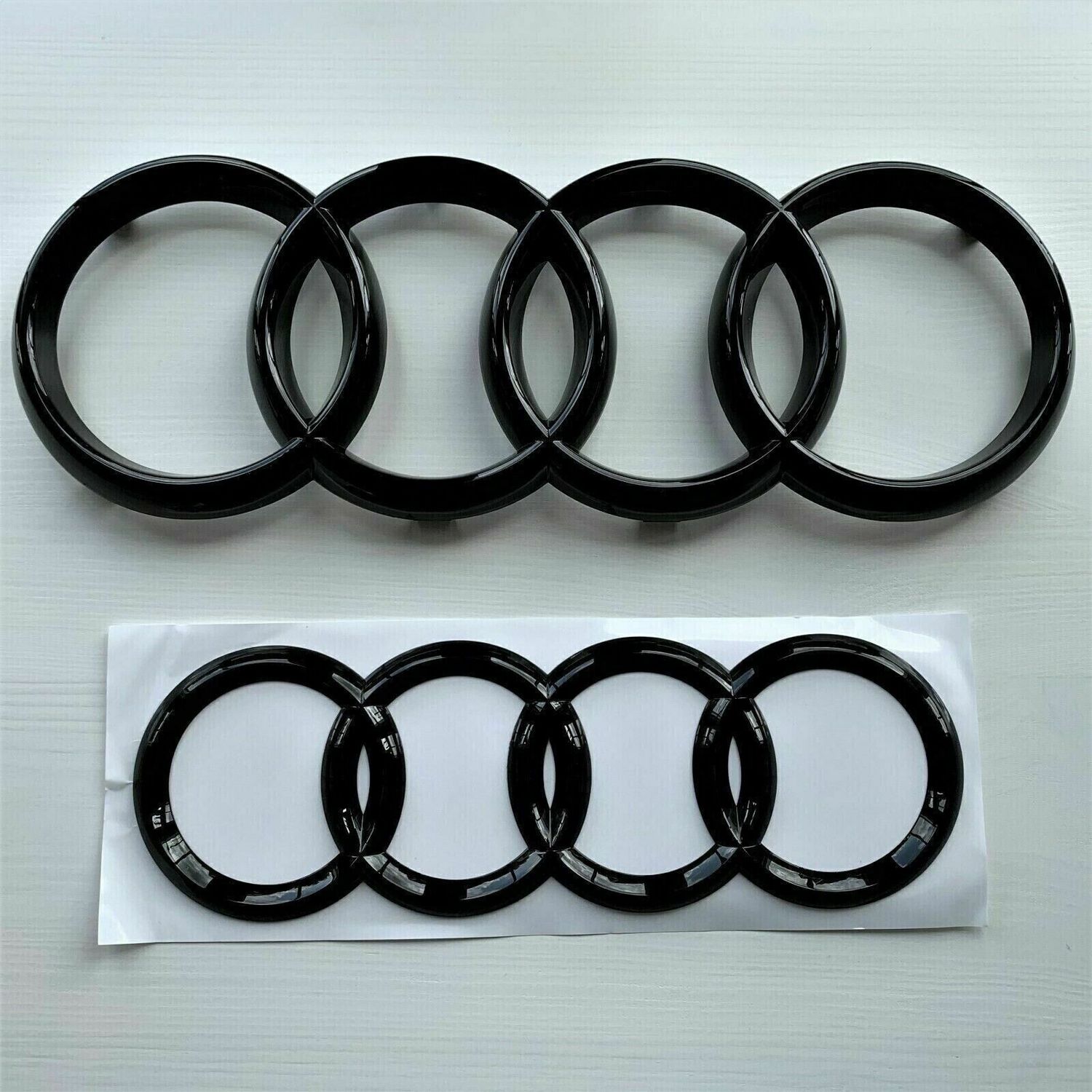 Replacement Audi A1 A3 A4 A5 Front & Rear Black Emblem Rings Set — 273mm & 192mm - Image 1