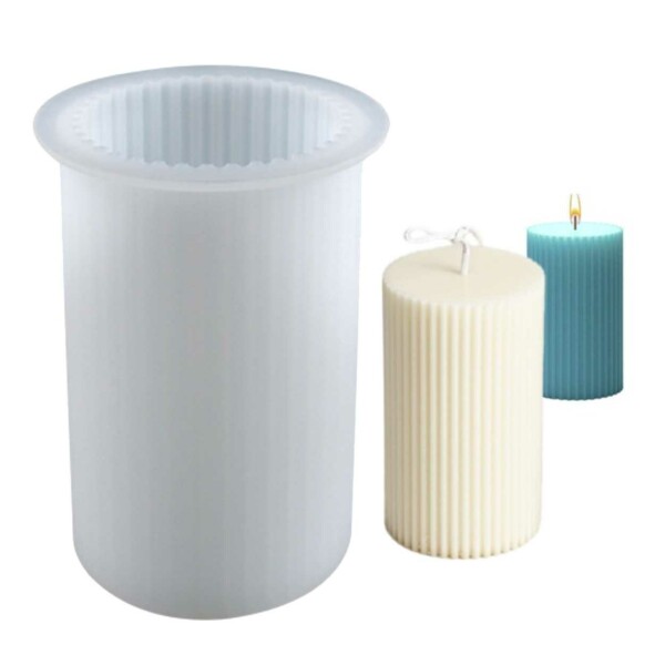 White Silicone Ribbed Candle Mold DIY for Halloween Candles - Image 1