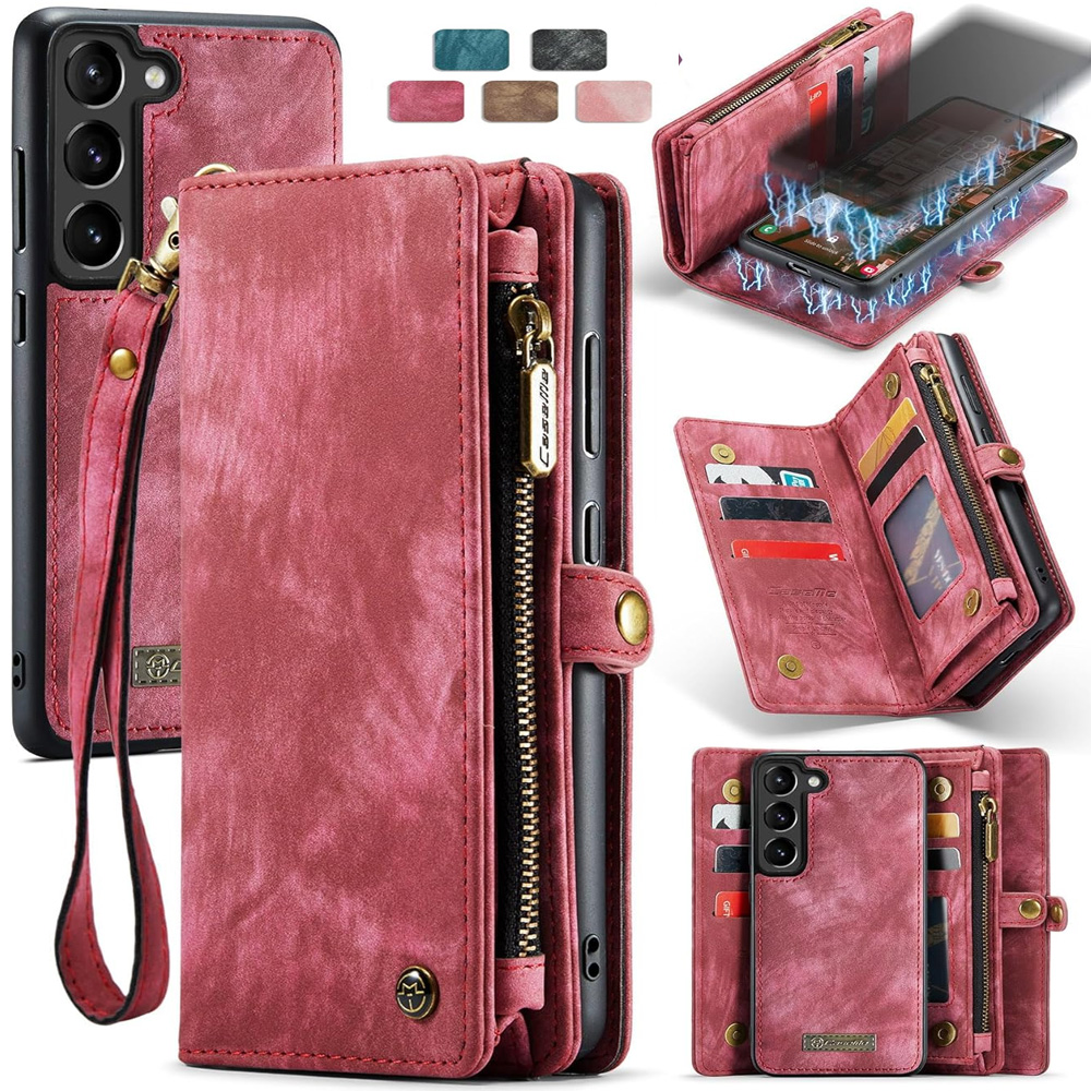 Retro Leather Wallet Case with Card Holder and Magnetic Closure iPhone 16 and Samsung S25 DarCompatible with k Pink - Image 1