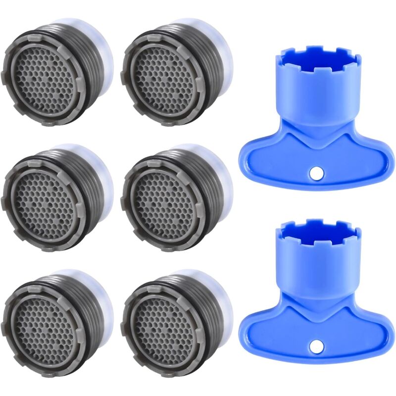 M18.5 Faucet Aerator 6-Pack External Thread Water Saver with 2 Aerator Keys - Image 1