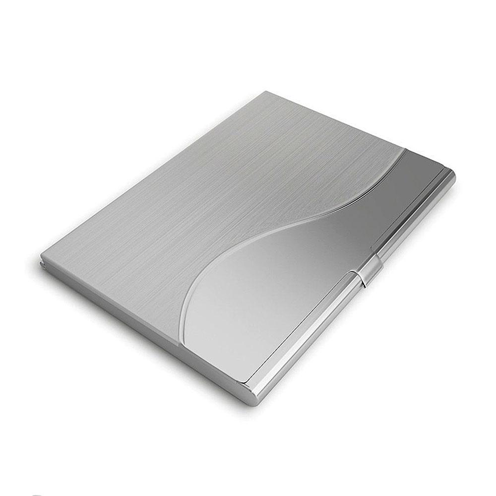 Stainless Steel Slim Card Case Wave Compatible with Cards Silver - Image 1