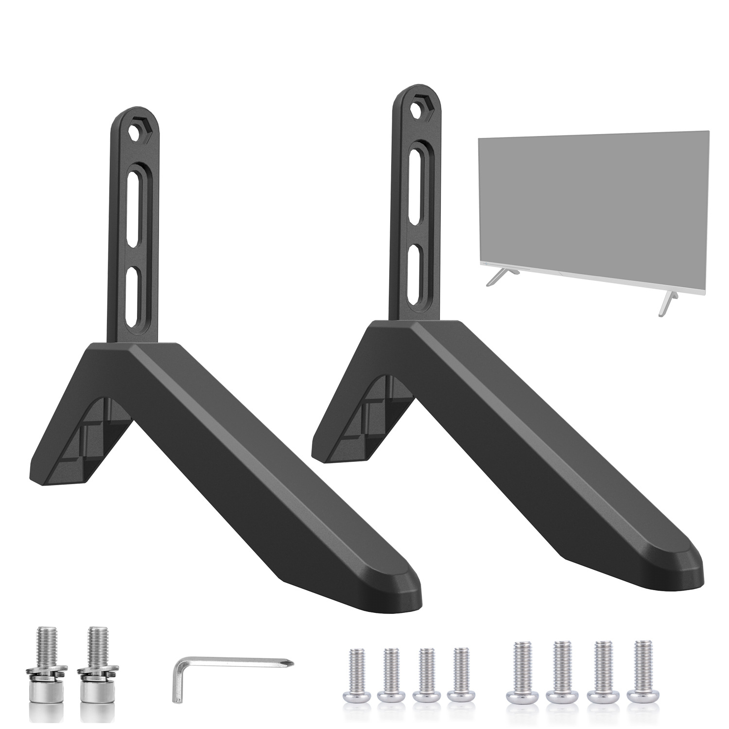 Universal TV Stand with Screws Easy Installation Tabletop Stand for TVs Compatible withSamsung LG TCL Vizio Hisense - Image 1