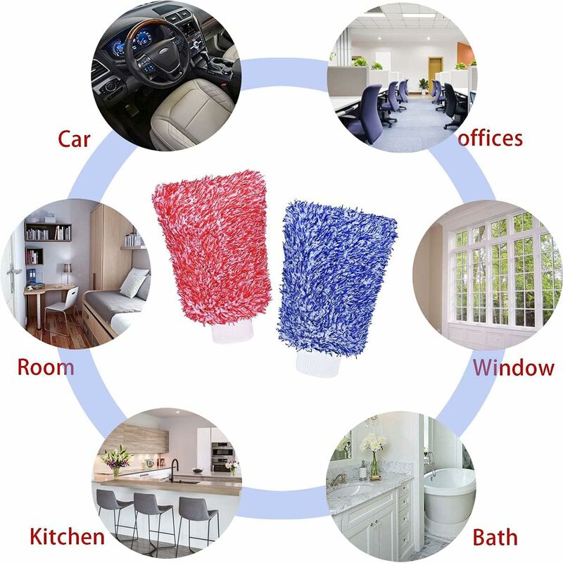 Microfiber Car Wash Mitt Gloves Super Absorbent Chenille for Kitchen and Auto Cleaning - Image 2