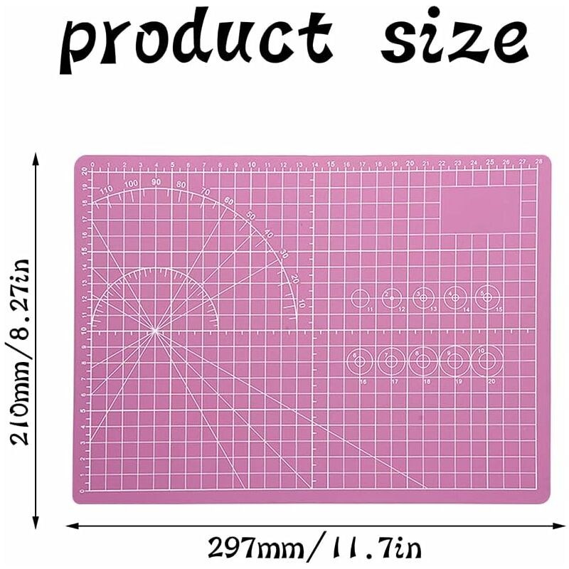 Cutting Mat, Sewing Mat, Cutting Base, Cutting Pads, Self-Healing Cutting Mat, for Fabric, Quilting, Sewing, Scrapbooking (Pink) - Image 2