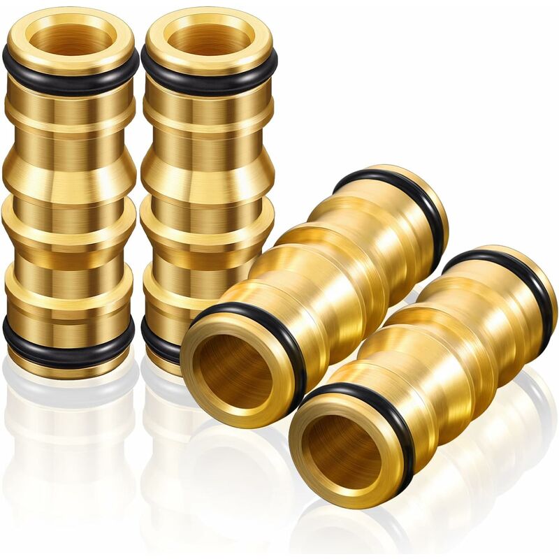 Brass Garden Hose Connectors Double Male 4 Set Compatible with Garden Hose Faucet - Image 1