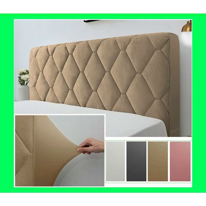 Headboard Cover, Headboard Cover Decorative Cover Bedroom Thickened Soft Package Dustproof Stretch Cover, Camel, 170cm (67 inches) - Image 1