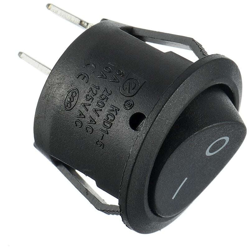 On/Off 2 Pin AC 6A(250V) 10A(125V) SPST Push Button Rocker Switches for Car Boat Truck Household, 10pcs Black Round - Image 4