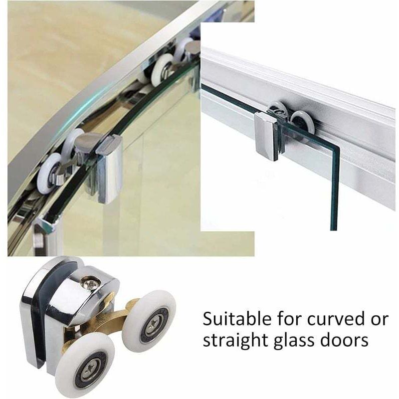 Shower Door Roller 4PCS Double Sliding Door Wheel Replacement Compatible with Shower Enclosure for 14mm Glass Hole - Image 4