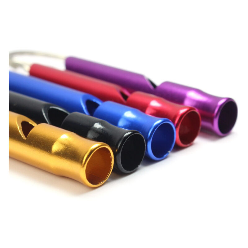 5-pack Aluminum First Aid Whistle with Keychain for Sports, Hiking, Camping, Climbing - Image 2