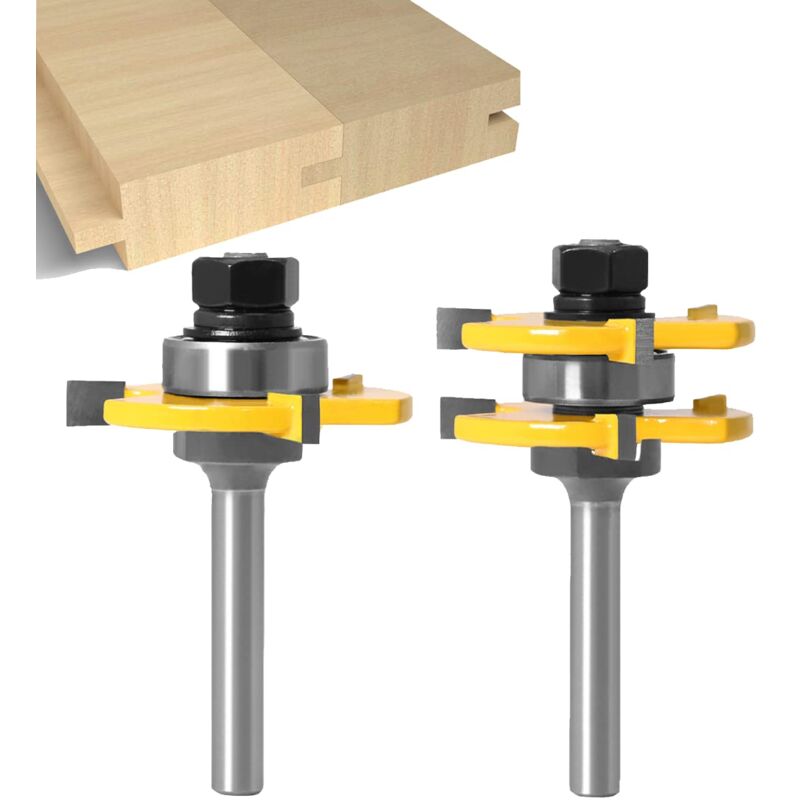 8mm Shank T-Slot Milling Cutter Set, 2Pcs 3-Flute Woodworking Tools - Image 1