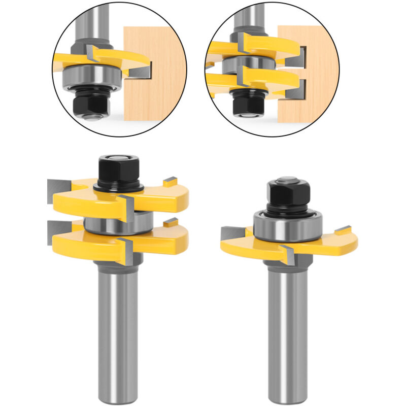 8mm Shank T-Slot Milling Cutter Set, 2Pcs 3-Flute Woodworking Tools - Image 5