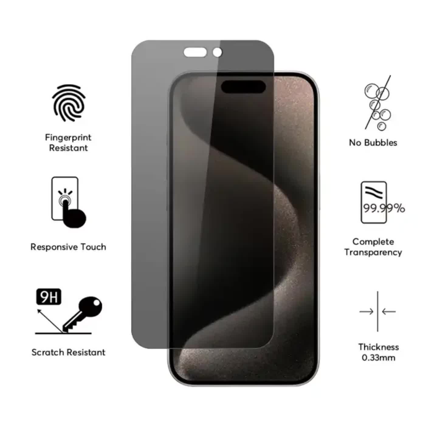 iPhone 16 Pro Max Privacy Tempered Glass Screen Protector 3-Pack - Image 2