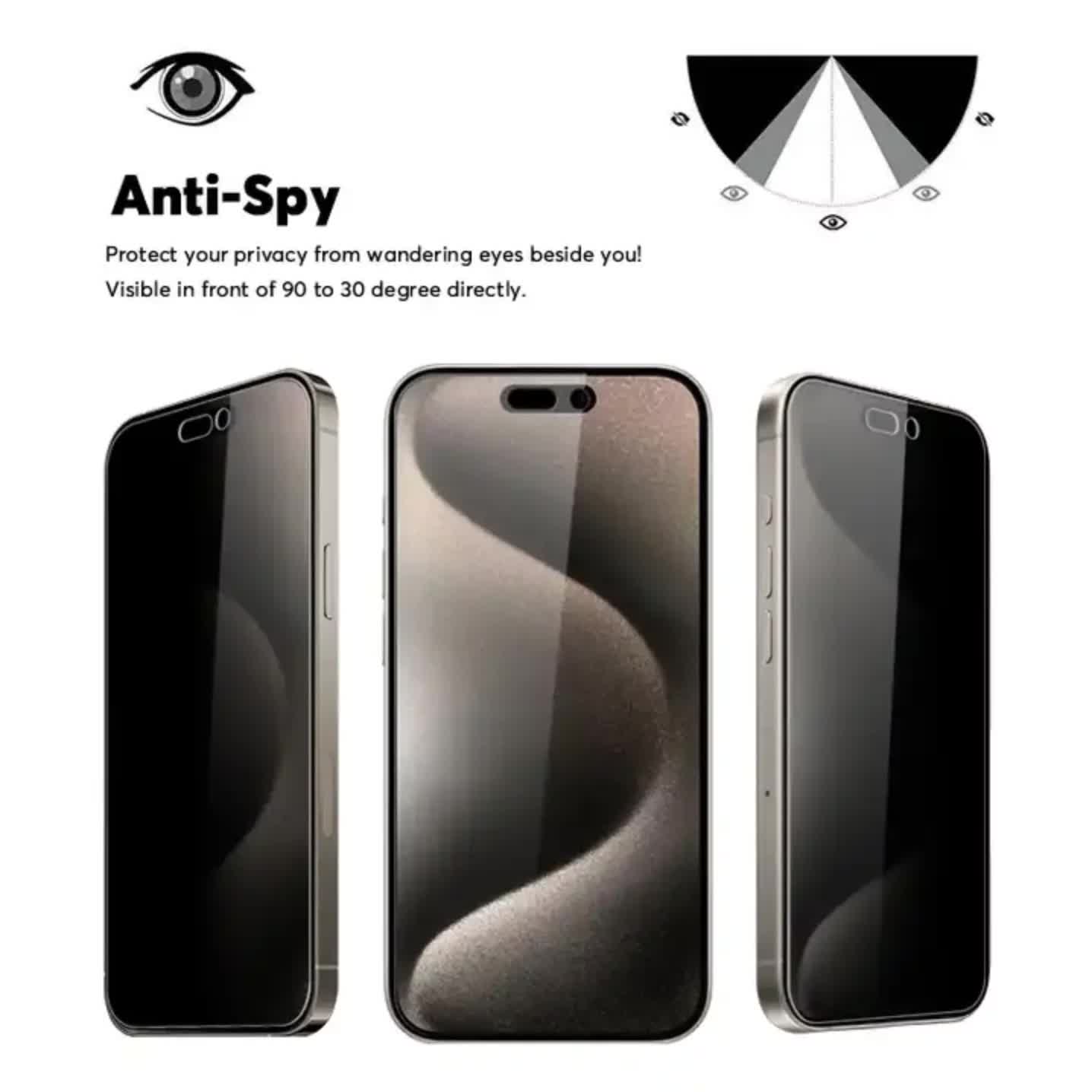 iPhone 16 Pro Max Privacy Tempered Glass Screen Protector 3-Pack - Image 3