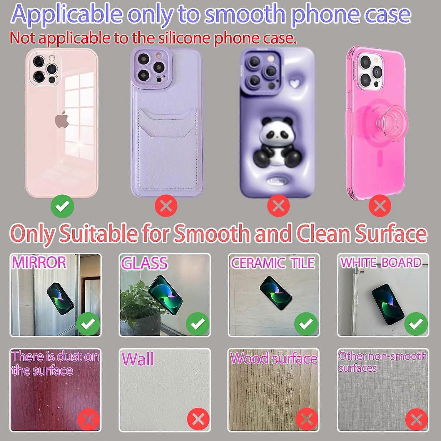 Silicone Suction Cup Phone Case Mount Handsfree Holder White Compatible with Phone Accessories for Selfies Videos Strong Grip Double Sided - Image 5