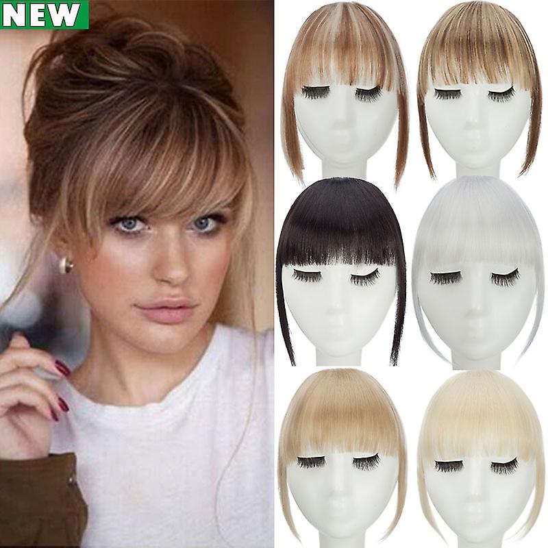 Clip In Hair Bangs Extensions 28cm Black Brown French Bangs Hair Pieces - Image 1