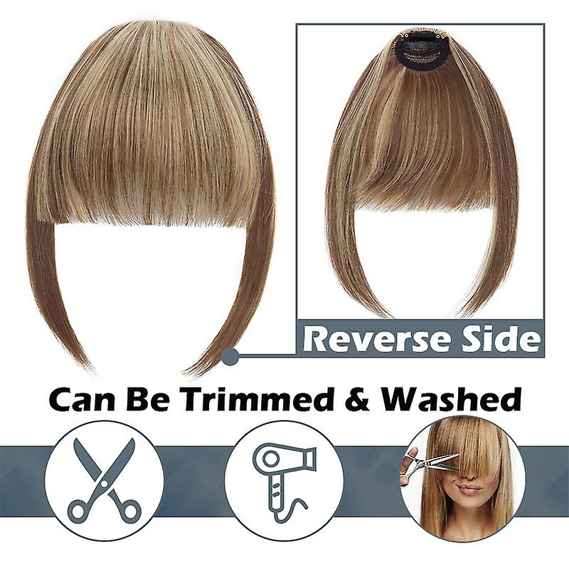 Clip In Hair Bangs Extensions 28cm Medium Brown French Stylish Hair Pieces - Image 5