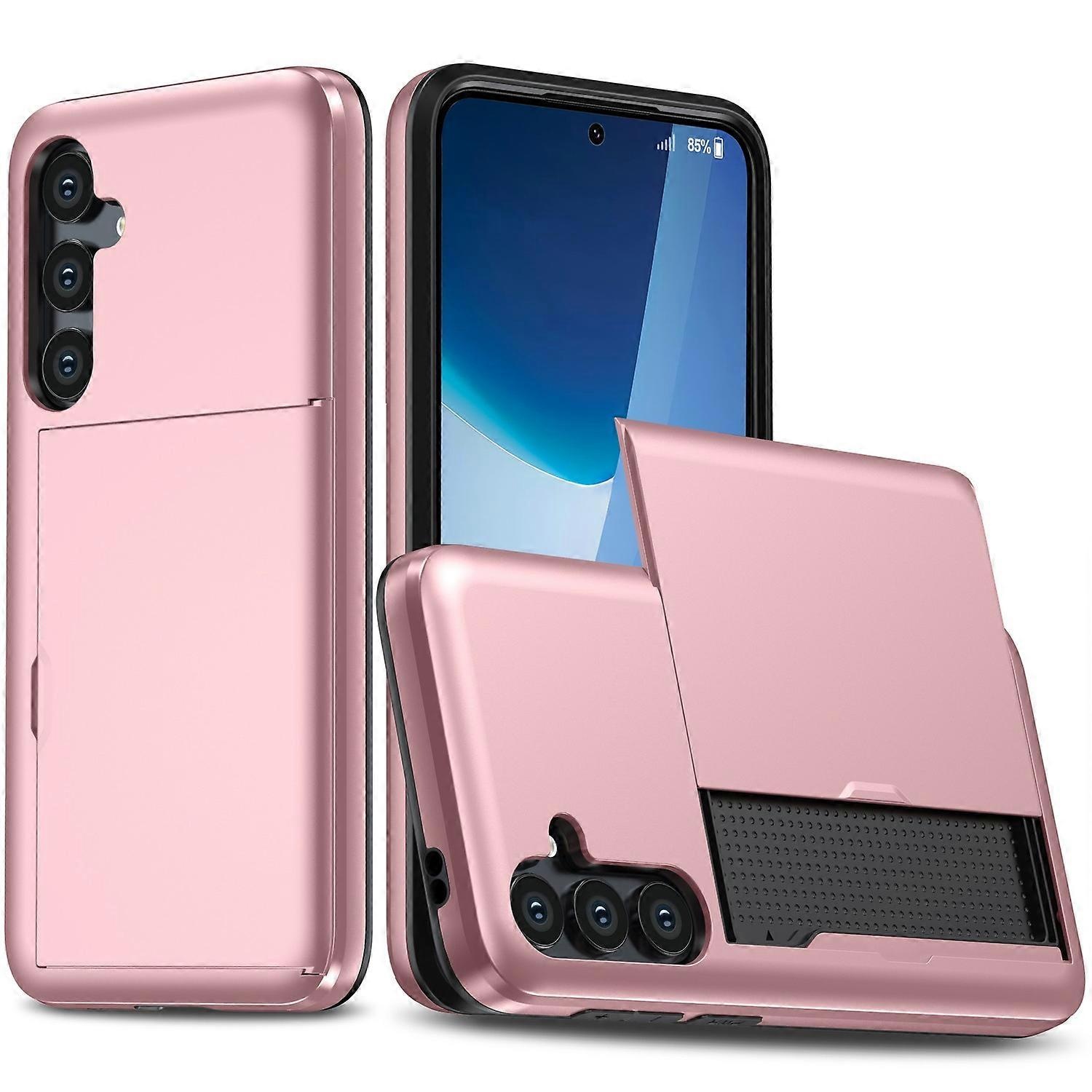 Compatible with Samsung Galaxy A16 5G 4G Compatible Case with Card Holder TPU PC Back Cover Rose Gold - Image 1