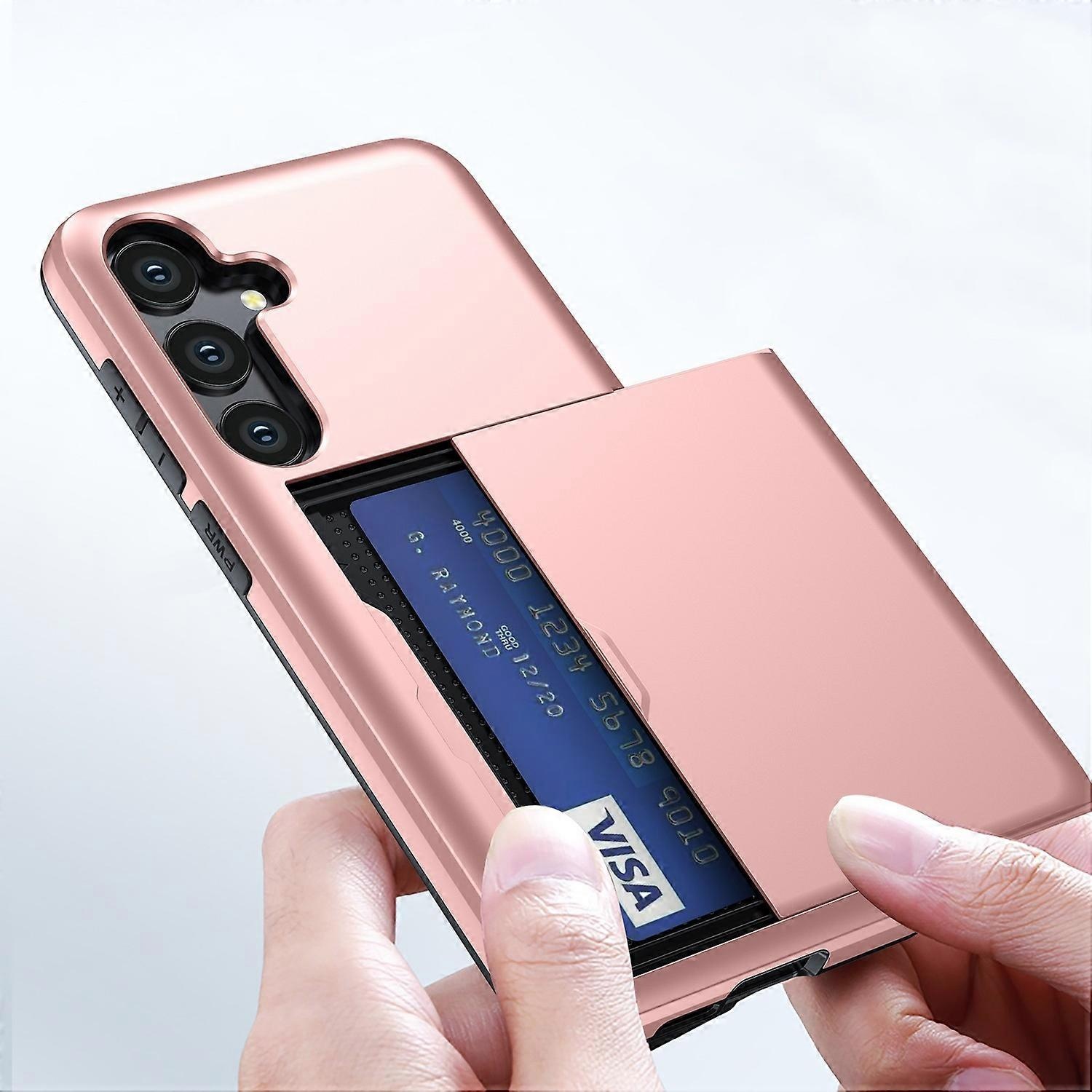 Compatible with Samsung Galaxy A16 5G 4G Compatible Case with Card Holder TPU PC Back Cover Rose Gold - Image 3