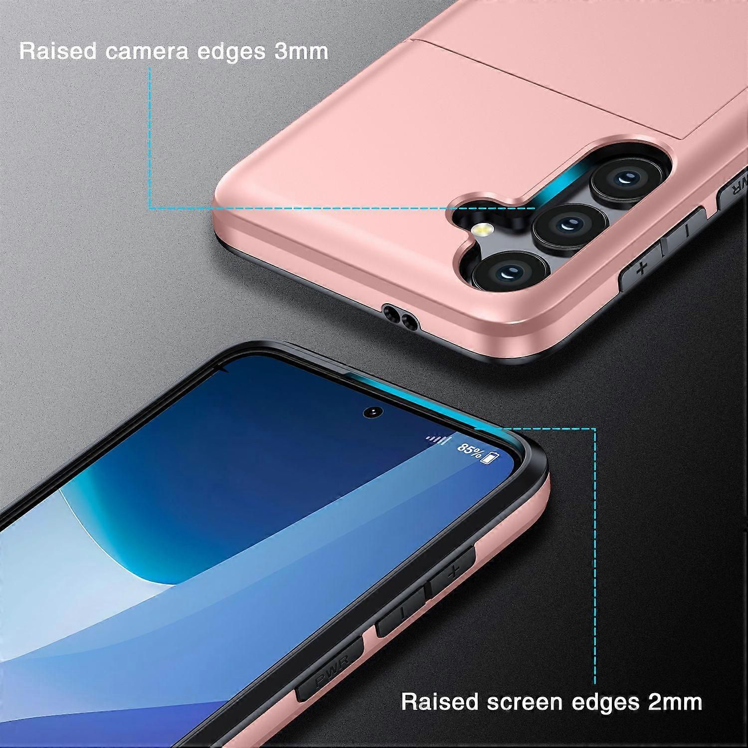 Compatible with Samsung Galaxy A16 5G 4G Compatible Case with Card Holder TPU PC Back Cover Rose Gold - Image 5