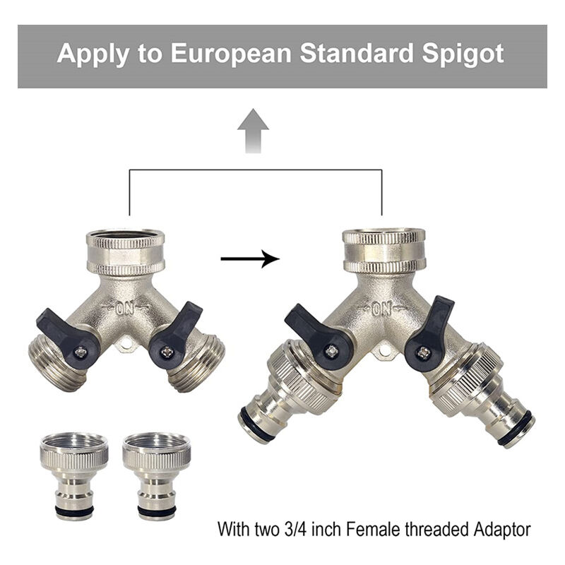 2-way Brass Hose Splitter with Quick Connect for 3/4\