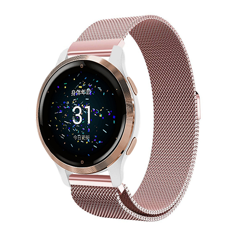 Garmin Venu 2 2S SQ Compatible Stainless Steel Gold Milanese Magnetic Bracelet - Image 4