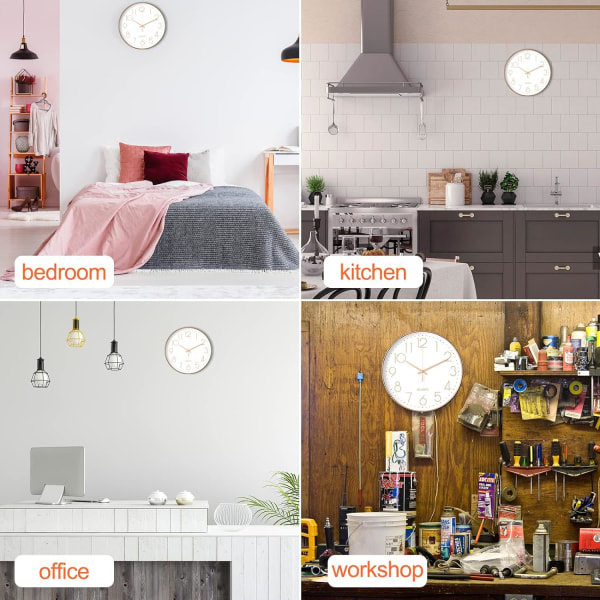 Minimalist Wall Clock (Silver), 30 cm (12 inches) Modern Silent Wall Clock, Silent Quartz Movement - Image 5