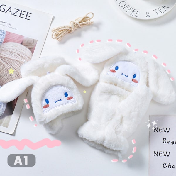Sanrio Cinnamoroll Kawaii Flannel Gloves Y2k Harajuku Style Soft White - Image 1