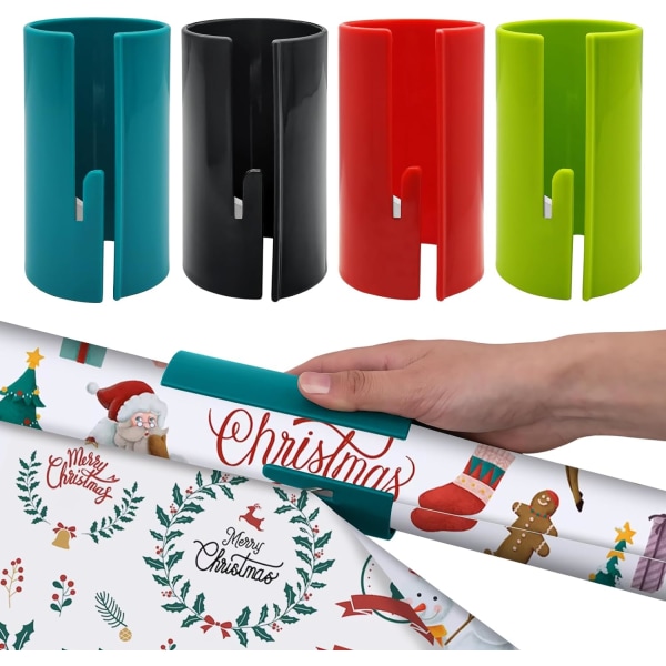4-pack Sliding Wrapping Paper Cutters - Portable Gift Wrapping Paper Roll Cutter for Christmas and Birthday Wrapping - Image 1