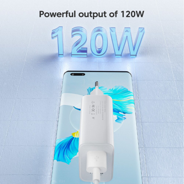 120W USB C Fast Charger Huawei Samsung Xiaomi Compatible with QC3.0 Type C Cable 10A EU White - Image 3