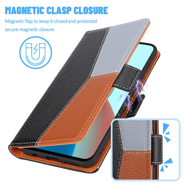 Compatible with Samsung Galaxy A22 4G Case Magnetic Black Three-color Stitching Samsung - Image 4