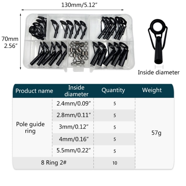 Fishing Rod Repair Kit 35pcs Alconite Ceramic Guide Rings Rod Eye Guides Wear-Resistant Compatible with Various Brands - Image 5