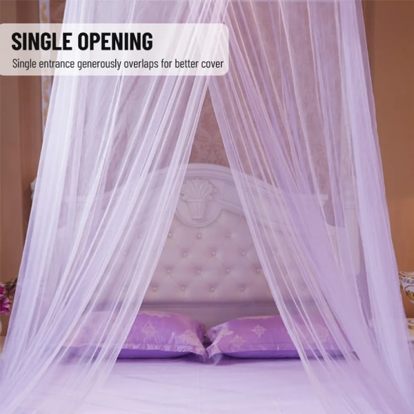 Universal Bed Canopy Dome Bedspread Mosquito Net Tulle Children's Bed Children's Room Princess Double Bed Easy to Install, Purple - Image 4