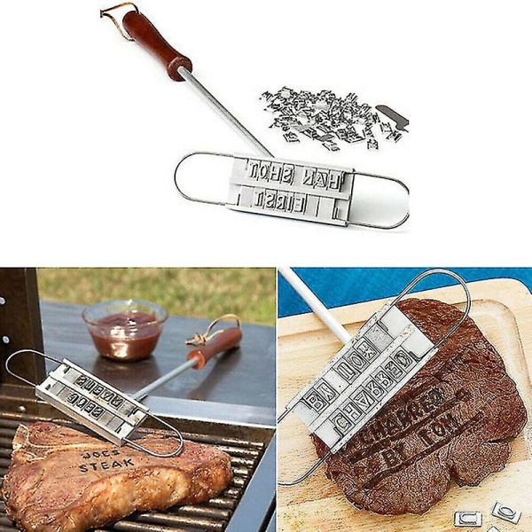 Barbecue Meat Stamp Wooden Handle DIY Steak Branding Tool - Image 3